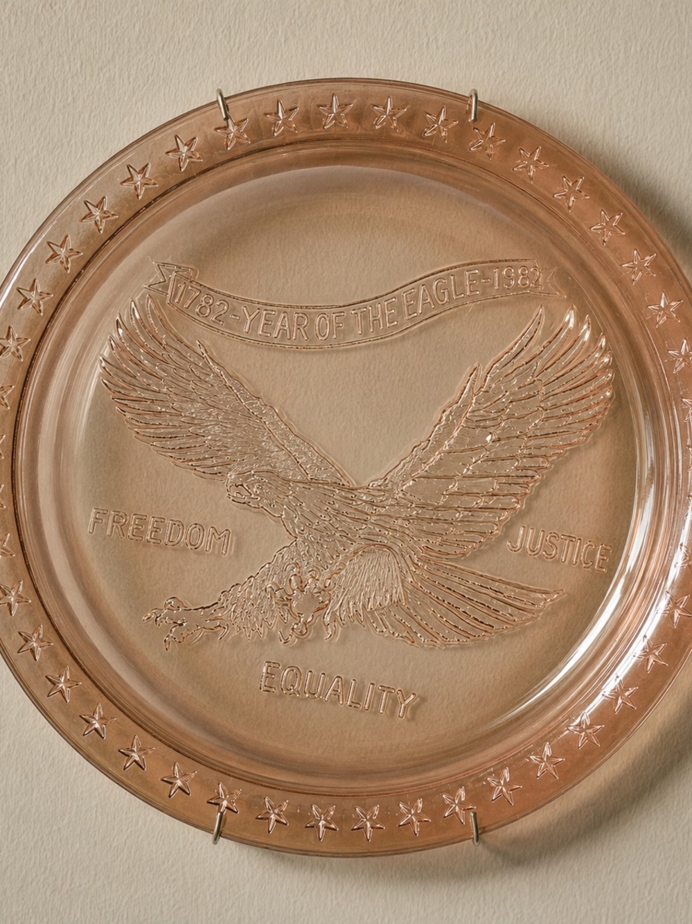 Indiana Glass Pink Eagle Commemorative Serving Plate